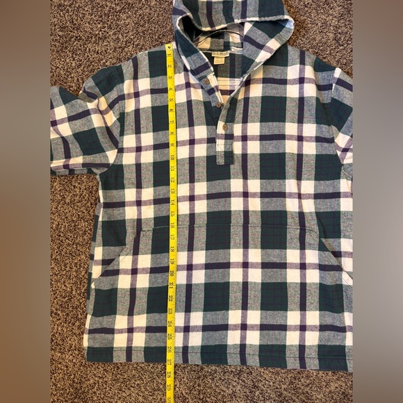 L.L. Bean Kids/Small Adult Checkered Hooded Sweatshirt Green Purple White SizeXL - Picture 8 of 10